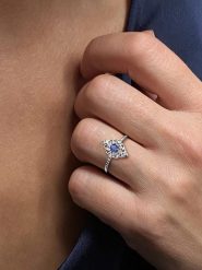 OR Carats Złoty pierścionek z diamentem i kamieniem szlachetnym rozmiar: 56. Niebieskie pierścionki OR Carats, z diamentem, złote. Za 956.99 zł.