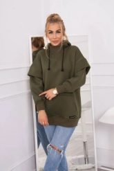 Bluza ocieplana z półgolfem khaki. Brązowe bluzy KESI, l, bez wzorów, z bawełny, bez ramiączek, bez kaptura. Za 238.37 zł.