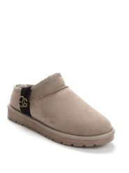 ISLAND BOOT Botki zimowe "Idila" w kolorze beżowym rozmiar: 36. Brązowe botki Island Boot, z aplikacjami, z materiału, z okrągłym noskiem, bez obcasa, bez zapięcia. Za 125.25 zł.