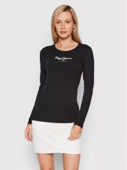 Pepe Jeans Bluzka New Virginia PL505203 Czarny Slim Fit. Czarne bluzki Pepe Jeans, s, bez wzorów, z bawełny, bez kołnierzyka, bez ramiączek. Za 89.99 zł.