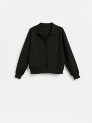 Bluza z dodatkiem modalu - morski. Zielone bluzy Reserved, l, bez wzorów, z dzianiny, bez ramiączek, bez kaptura. Za 109.99 zł.