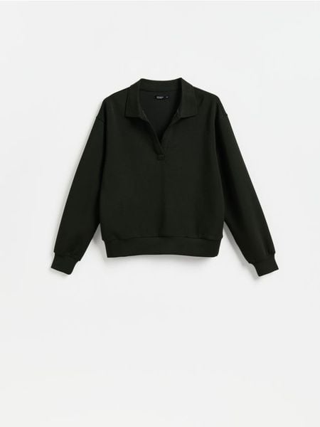 Bluza z dodatkiem modalu - morski. Zielone bluzy Reserved, l, bez wzorów, z dzianiny, bez kaptura. W wyprzedaży za 69.99 zł.