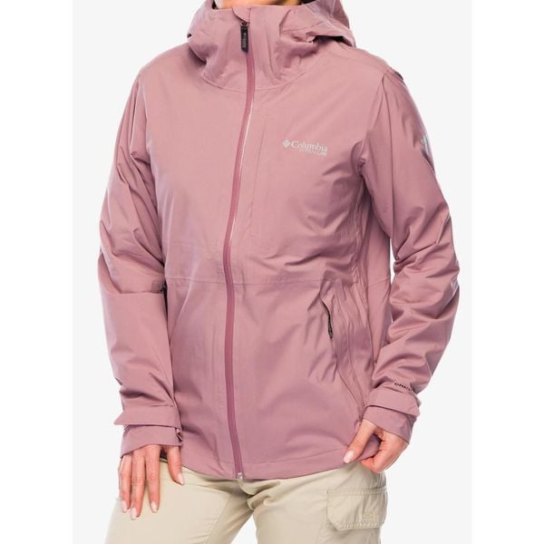 Kurtka przeciwdeszczowa damska Columbia OmniTech AmpliDry II Shell. Czerwone kurtki przeciwdeszczowe Columbia, bez wzorów, bez kaptura, trekkingowe. Za 469.99 zł.