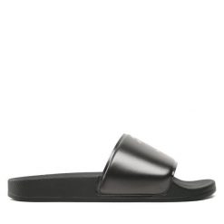 Klapki KARL LAGERFELD. Czarne klapki KARL LAGERFELD, bez wzorów, bez obcasa, bez zapięcia. Za 319.99 zł.