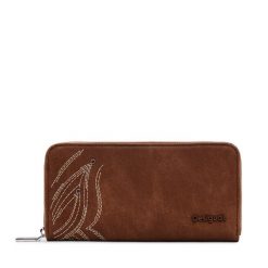 Duży Portfel Damski Desigual. Brązowe portfele Desigual, bez wzorów. Za 159.99 zł.