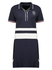 Geographical Norway Sukienka polo "Kyliane" w kolorze granatowo-białym rozmiar: S. Niebieskie sukienki Geographical Norway, na co dzień, s, bez wzorów, bez kołnierzyka, bez ramiączek, mini, proste. Za 88.02 zł.