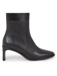 Calvin Klein Botki Curved Stil Ankle Boot 55 HW0HW01889 Czarny. Czarne botki Calvin Klein, bez wzorów, ze skóry, bez obcasa, na słupku, bez zapięcia. Za 539.99 zł.