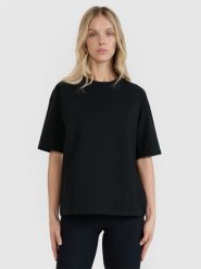 4F T-shirt oversize gładki damski - czarny XS. Czarne t-shirty 4f, xl, bez wzorów, z bawełny, klasyczne, bez kołnierzyka, bez ramiączek. Za 69.99 zł.