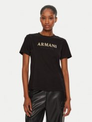 Armani Exchange T-Shirt 6DYT36 YJ7VZ 1200 Czarny Regular Fit. Czarne t-shirty Armani Exchange, xs, bez wzorów, z bawełny, bez kołnierzyka, bez ramiączek. Za 299.99 zł.