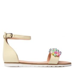 Sandały Flamingo. Żółte sandały Flamingo, bez wzorów, bez obcasa, na płaskiej podeszwie, bez zapięcia. Za 259.99 zł.