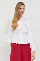 Guess koszula damska kolor biały regular z kołnierzykiem klasycznym. Białe koszule Guess, l, z aplikacjami, klasyczne, bez kołnierzyka, bez ramiączek. Za 569.99 zł.
