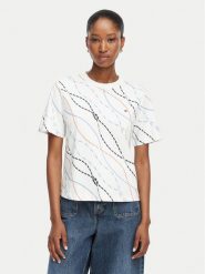 Tommy Hilfiger T-Shirt Interlock WW0WW49646 Biały Boxy Fit. Białe t-shirty Tommy Hilfiger, xxs, bez wzorów, z bawełny, bez kołnierzyka, bez ramiączek. Za 249.99 zł.
