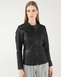 SKÓRZANA KURTKA W KOLORZE CZARNYM G-GB1951R-Z NERO. Czarne kurtki Venezia, l, bez wzorów, z materiału, bez kaptura. Za 999.00 zł.