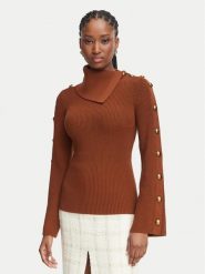 Elisabetta Franchi Golf MK-03S-66E2-V420 Brązowy Slim Fit. Brązowe swetry Elisabetta Franchi, s, bez wzorów, z wiskozy, bez ramiączek. Za 1,799.00 zł.