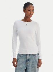 HUGO Bluzka Dasiia 50545208 Biały Slim Fit. Białe bluzki Hugo, l, bez wzorów, z syntetyku, bez kołnierzyka, bez ramiączek. Za 399.99 zł.