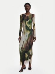Desigual Sukienka codzienna Godiva 25WWVK41 Zielony Slim Fit. Zielone sukienki Desigual, na co dzień, xs, bez wzorów, z syntetyku, bez kołnierzyka, bez ramiączek, proste. Za 599.99 zł.