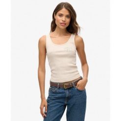 Podstawowy top na ramiączkach do sportu. Brązowe bielizna termoaktywna damska Superdry, bez wzorów, z bawełny, bez ramiączek. W wyprzedaży za 112.95 zł.