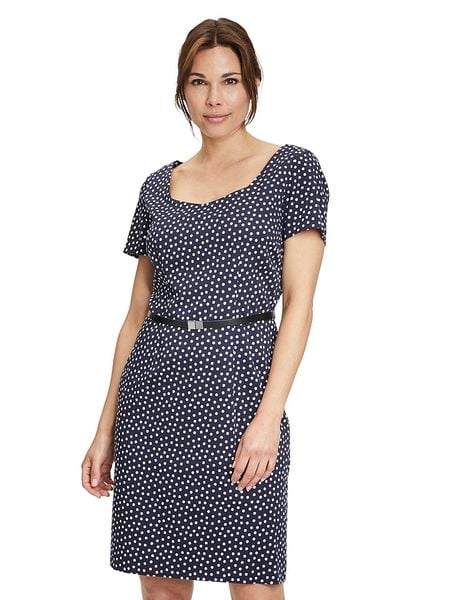 Vera Mont Sukienka w kolorze granatowo-białym rozmiar: 36. Niebieskie sukienki Vera Mont, bez wzorów, ze skóry, bez kołnierzyka, bez ramiączek, midi. Za 144.58 zł.