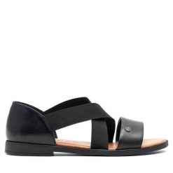 Sandały Lasocki. Czarne sandały Lasocki, bez wzorów, bez obcasa, na płaskiej podeszwie, bez zapięcia. Za 149.99 zł.