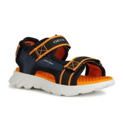 Sandały Geox J Sandal Airadyum B. Brązowe sandały Geox, bez wzorów, z syntetyku, sportowe, bez obcasa, bez zapięcia. Za 169.99 zł.