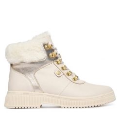 Trzewiki Caprice. Białe botki Caprice, bez wzorów, bez obcasa, na płaskiej podeszwie, bez zapięcia. Za 279.99 zł.