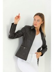 Basics & More Skórzana kurtka w kolorze czarnym rozmiar: XXL. Czarne kurtki Basics & More, xxl, bez wzorów, ze skóry, bez kaptura. Za 359.32 zł.