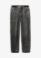 Jeansy o kroju balonowym, średni stan, super soft, cropped. Szare jeansy bonprix, bez wzorów, z denimu, krótkie. Za 159.99 zł.