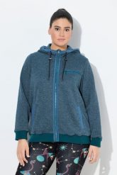 Damskie Bluza rozpinana z dzianiny i polaru wzór graficzny kaptur. Niebieskie bluzy z kapturem Ulla Popken, plus size, bez wzorów, z dzianiny, bez kaptura. Za 349.99 zł.