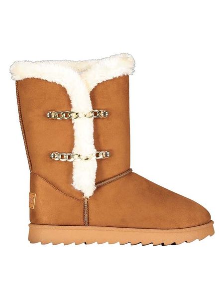 Geographical Norway Kozaki zimowe "Ovassion" w kolorze jasnobrązowym rozmiar: 39. Brązowe kozaki Geographical Norway, na zimę, bez wzorów, z futra, eleganckie, bez obcasa, bez zapięcia. Za 118.84 zł.