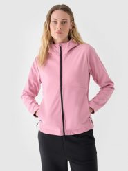 4F Kurtka softshell wiatroodporna membrana 5000 damska - różowa XS. Czerwone kurtki 4f, na zimę, m, bez wzorów, z dzianiny, z kapturem, wspinaczkowe, windstopper. W wyprzedaży za 199.99 zł.