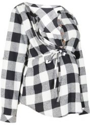 Tunika flanelowa ciążowa i do karmienia piersią. Białe tuniki bonprix, bez wzorów, bez kołnierzyka, bez ramiączek. Za 79.99 zł.