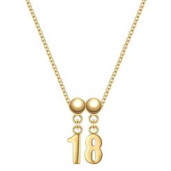 Glanzstücke München Komplet (łańcuszek + charm) Cyfra 18 Srebro wysokiej próby Żółte złoto Naszyjniki 1 ct Damski. Żółte naszyjniki Glanzstücke München, z materiału, pozłacane. Za 169.99 zł.