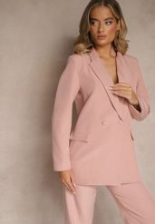Jasnoróżowa Marynarka Dwurzędowa Tanou. Czerwone marynarki i żakiety Renee, l, bez wzorów, eleganckie, bez ramiączek. W wyprzedaży za 119.99 zł.