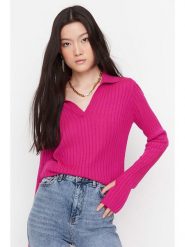 Trendyol Sweter w kolorze różowym rozmiar: S. Różowe swetry Trendyol, s, bez wzorów, prążkowane, bez ramiączek. Za 52.99 zł.