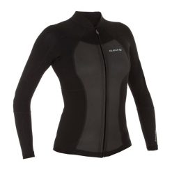Kurtka surfingowa damska Olaian 900 z neoprenu 1,5 mm. Czarne kurtki OLAIAN, s, bez wzorów, z neoprenu, sportowe, bez kaptura. Za 219.99 zł.