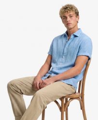 Superdry Koszula Riviera z krótkim rękawem, len – Sky Blue Chambray. Niebieskie koszule Superdry, l, bez wzorów, ze lnu, bez kołnierzyka, bez ramiączek. Za 289.20 zł.