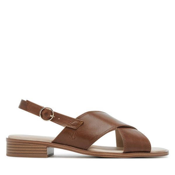 Sandały Caprice. Brązowe sandały Caprice, bez wzorów, bez obcasa, na płaskiej podeszwie, bez zapięcia. Za 219.99 zł.