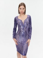 Fracomina Sukienka koktajlowa FQ23WD1003W66701 Fioletowy Slim Fit. Fioletowe sukienki Fracomina, s, bez wzorów, z syntetyku, wizytowe, bez kołnierzyka, bez ramiączek. Za 449.99 zł.
