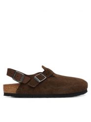 Birkenstock Sandały Tokio 1032025 Brązowy. Brązowe sandały Birkenstock, bez wzorów, ze skóry, bez obcasa, na płaskiej podeszwie, bez zapięcia. Za 679.99 zł.