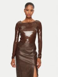 BARDOT Body Brenna 59567TB Brązowy Slim Fit. Brązowe body i gorsety Bardot, bez wzorów, z syntetyku, bez ramiączek. Za 229.99 zł.