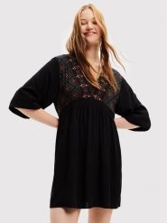 Desigual Sukienka codzienna Marian 22WWVW57 Czarny Relaxed Fit. Czarne sukienki Desigual, na co dzień, xl, bez wzorów, z wiskozy, bez kołnierzyka, bez ramiączek, proste. Za 429.99 zł.