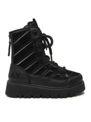 REPLAY Botki Melrose Lace Lace-Up GWF2H.000.C0012T Czarny. Czarne botki Replay, bez wzorów, ze skóry, bez obcasa, na płaskiej podeszwie, bez zapięcia. Za 579.99 zł.