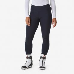 Legginsy do narciarstwa biegowego damskie Wedze 500. Niebieskie legginsy WED'ZE, bez wzorów, z materiału, długie. Za 159.99 zł.
