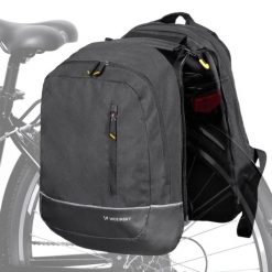 Torba rowerowa na bagażnik Wozinsky wodoodporna 30 L czarny. Czarne torby na laptopa Wozinsky, bez wzorów, z materiału, na ramię. Za 166.99 zł.