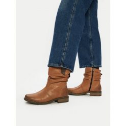 Botki Rieker. Czarne botki Rieker, bez wzorów, bez obcasa, na płaskiej podeszwie, bez zapięcia. Za 419.99 zł.