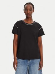 Liu Jo T-Shirt WA5148 J4893 Czarny Regular Fit. Czarne t-shirty Liu Jo, m, bez wzorów, z bawełny, bez kołnierzyka, bez ramiączek. Za 399.99 zł.