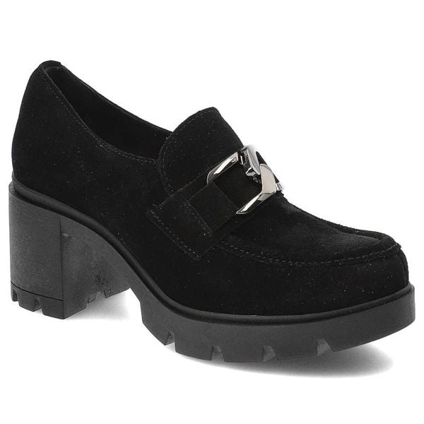 Czarne Półbuty Lemar Damskie Eleganckie Buty. Czarne półbuty wsuwane Lemar, bez wzorów, eleganckie, bez obcasa, na obcasie. Za 288.99 zł.