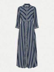 YAS Sukienka koszulowa Savanna 26022663 Granatowy Loose Fit. Niebieskie sukienki YAS, s, bez wzorów, z wiskozy, bez kołnierzyka, bez ramiączek, koszulowe. Za 219.99 zł.