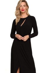 Długa sukienka z rozcięciem elegancka wieczorowa czarna. Czarne sukienki Makover, na imprezę, xl, bez wzorów, eleganckie, bez kołnierzyka, bez ramiączek, maxi. Za 279.00 zł.