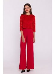 Stylove Kombinezon w kolorze czerwonym rozmiar: XL. Czerwone kombinezony Stylove, xl, bez wzorów, z koronki, bez kołnierzyka, bez ramiączek. Za 228.92 zł.